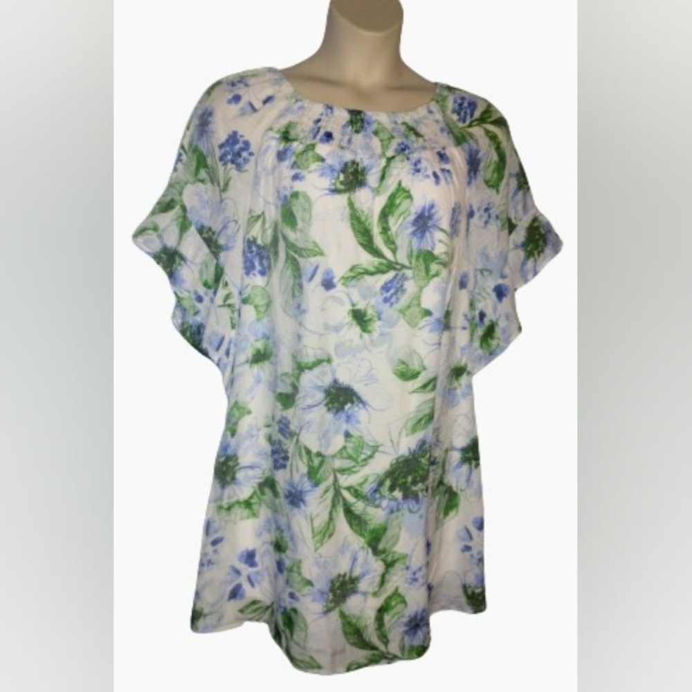 Mlle Gabrielle White/Blue Floral Dress Size Small